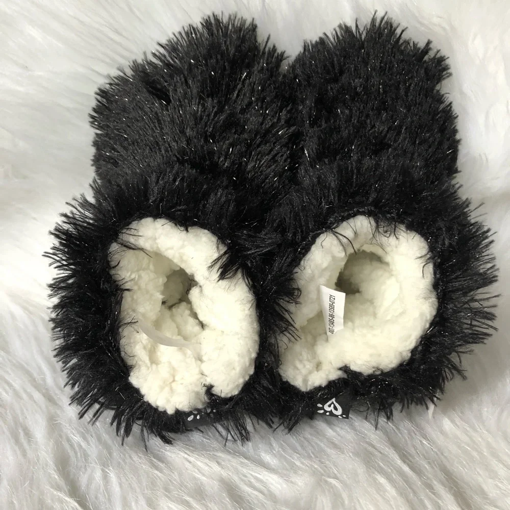 Justice Slipper Girls‎ Size S/M 13-4 Cozy Bootie With Grippers Black New